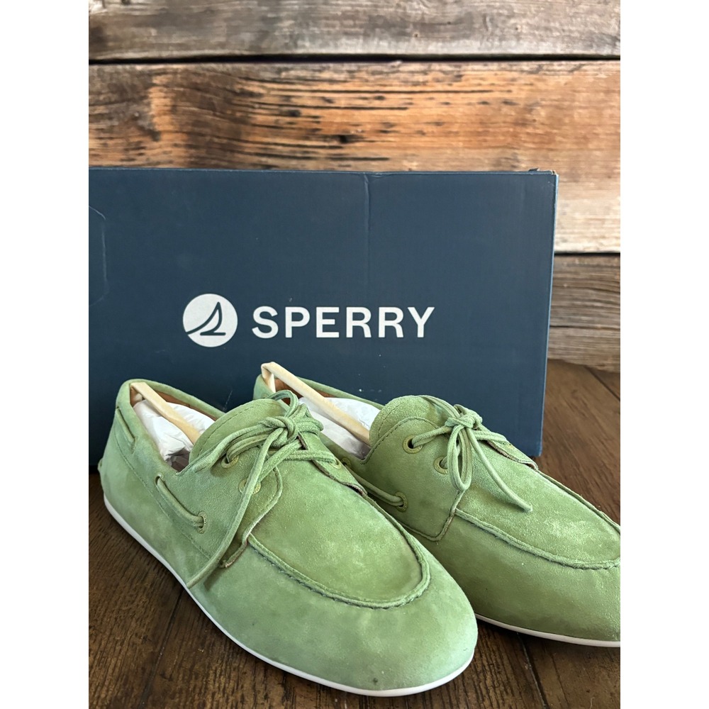 Sperry Slimboat WM-307 Olive Green Suede Boat Shoes Loafers 13933873013 Mens 9